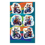 Наклейки " Мир открыток " 0-11 А6 Грызуны на мотоциклах