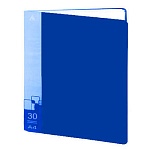 Папка 30файлов " Бюрократ " А4 синий ,пластик 0,65мм ,торцевой карман с бумажной вставкой