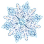 Украшение на скотче " Праздник " 170 Новогоднее- Снежинка, 145*145мм, блёстки в лаке, скотч