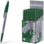 Ручка шариковая " Erich Krause " Slender Stick Grey, зеленая 0,7мм, Super Glide Technology, толщина письма 0,35мм, круглая, картонная упаковка