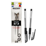 Ручка гелевая " Mazari " Для ЕГЭ черная 0,5мм, толщина письма 0,25мм, пулевидный пишущий узел, прозрачный пластиковый корпус, резиновый держатель, сменный стержень 128мм