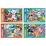 Пазлы " Рыжий кот "  35элемента Забавные котики №8 18*13см, 4 дизайна, картонная упаковка 6,5*9*2,5см