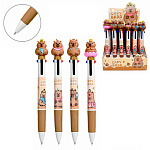 Ручка шариковая автоматическая " Mazari " Капибара 0,7мм сменный стержень 90мм, пулевидный пишущий узел, 4 цвета, пластиковый корпус, картонный дисплей