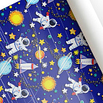 Упаковочная бумага " Интерпак " 68,5см*100см 1 лист Спэйс, в рулоне, 90г/м2