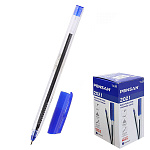 Ручка шариковая " Pensan " Triangle синяя 1,0мм, толщина письма 0,7мм, чернила на масляной основе, прозрачный трехгранный корпус, колпачок с клипом, картонная упаковка