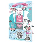 Открытка " Мир открыток " 2-46 Свадьба- С Днем свадьбы! Свадебная атрибутика, 251*194мм, рельф, блестки, текст