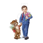 Плакат " Империя поздравлений " 933 А3 Мальчик-школьник с мишкой, без отделки