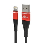 Кабель сетевой USB - Lightning " Mirex " BC-015i чёрно-красный, круглый, 1,2м, 3,0А, силикон