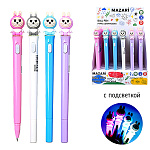 Ручка шариковая " Mazari " Лабубу, с фонариком, 0,7мм, пластиковый корпус, сменный стержень 100мм, цвет корпуса - ассорти 4 дизайна, картонный дисплей
