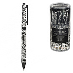 Ручка шариковая автоматическая " Bruno Visconti " ArtClick. Cashmere pattern, синяя 0,5мм, тольщина линии письма 0,38мм, цвет корпуса черно-белый, покрытие soft-touch, сменный стержень, пластиковый тубус