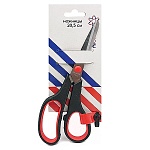 Ножницы " Attomex " Duo 21см металлические, пластиковые ручки с резиновыми вставками, черные с красным, картонная упаковка, европодвес