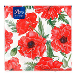 Салфетки бумажные 3-слойные " Pero " Prestige Восточные маки, 20шт, 100% целлюлоза, 33*33см
