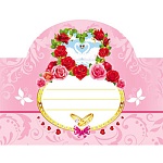 Банкетная карточка свадебная  " Миленд " 5-05 Сердце из роз, 110*80мм блестки