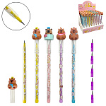 Карандаш сегментный " KWELT " Capybara 1,5мм, HB, колпачок со съемной резиновой фигуркой ассорти, шоубокс