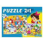 Пазлы " Рыжий кот " 2в1 Макси. 24+24элемента Мир сказок №3, картонная упаковка 19*14,1*3,5см