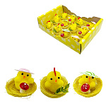 Набор пасхальный " KWELT " Цыплята в гнезде, 12шт, 4,5*4,5*4см, ассорти, картонная упаковка 25*17*6см