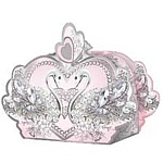 Бонбоньерка " Праздник " 450 Колечки-узоры 65*55*35мм, сложноконструктивная, фольга серебряная текстурная, вырубка, текст