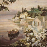 Постер магнитный 300*300мм " Прибрежный городок " Винил, европодвес