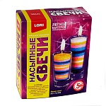 Свеча насыпная " Lori " Яркий микс в наборе: цветной воск 5цв, фитиль, стеклянный подсвечник, ложечка, палочка для рисования узоров, инструкция