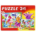 Пазлы " Рыжий кот " 2в1 Праздничное настроение (24+24) элементов 30*21,5см, картонная упаковка 14,4*19,4*3,6см