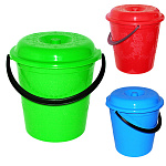 Ведро " Милих " 8л, пластмассовое, с крышкой, с пластиковой ручкой, ассорти (без возможности выбора цвета), h=270мм; d=245мм