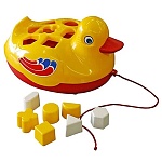 Каталка пластиковая " Лена " Утенок, 7 фигурок, веревочка, 25*16*18см