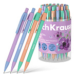 Карандаш механический " Erich Krause " Tropic Pastel Bloom НВ 0,5мм, ластик, ассорти, круглый, пластиковый, хромированный клип, в тубусе