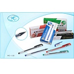 Ручка гелевая " Basir " красная 0,5мм, толщина письма 0,25мм, рифленый держатель, металлический наконечник, прозрачный корпус