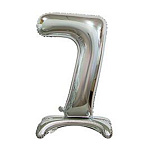 Шар фольгированный 30"/76см Цифра-7 серебро на подставке
