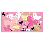 Конверт для денег " Мир открыток " 4-15 Разноцветные сердца на розовом, 168*83мм, без отделки