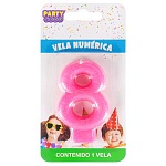 Свеча для торта цифра " Миленд " 8, ярко-розовая, 14*8*1см, картонный блистер, европодвес