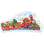 Плакат фигурный " Мир открыток " 0-35 410*348мм Новогодний- Новогодний паровоз, без текста