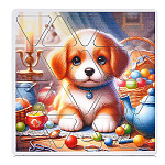 Пазлы деревянные " Задира " 20элементов Щенок, деревянная рамка 20*20*0,5см, термоусадочная пленка