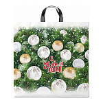 Пакет Новогодний ПЭ " Интерпак " с петлевой ручкой ПВД, 44*44см 70мкм Белые шары