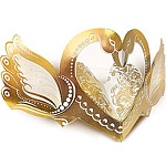 Банкетная карточка свадебная " Праздник " 070 Совет да любовь! Лебеди, 45*88мм, фольга золотая текстурная