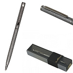 Ручка подарочная шариковая автоматическая " Bruno Visconti " Palermo синяя 0,7мм, толщина письма 0,5мм, поворотный механизм, корпус- нержавеющая сталь, покрытие прозрачный лак, цвет корпуса вороненая сталь, металлический наконечник, металлический клип, че