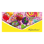 Конверт для денег " Мир поздравлений " 410 Поздравляю! Сладости, 168*84мм, пантон флуоресцентный, текст