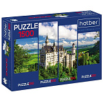 Пазлы " Hatber " 1500элементов Premium Замок в горах 56*106,5см, 4 картинки в 1 коробке, картонная упаковка