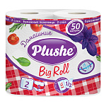 Полотенца бумажные 2-слойные " Plushe " Домашние 2 рулона со втулкой, 200л, 25м, белые, 100% целлюлоза, 12,5*22см, с перфорацией, h=22см, d=14см