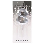 Свеча для торта цифра " Миленд " Серебряный стиль 8, серебряная, 18,5*7,5*1см, картонный блистер, европодвес