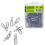 Скрепки " Глобус " 31мм оцинкованные 80шт пластиковый бокс