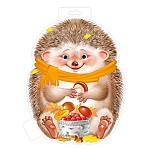 Плакат " Империя поздравлений " 930 А4 Ежик с грибами, без отделки