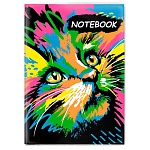 Записная книжка 93*134мм 66л " Феникс " Красочная кошка, без линовки, обложка - мелованный картон, ПВХ, сшивка, вставной внутренний блок, съёмная обложка, индивидуальная упаковка