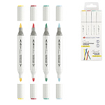 Набор акриловых маркеров " Сонет " 4цв двухсторонние, Яркие цвета, перо кисть/пуля, блистер