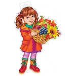 Плакат фигурный " Мир открыток " 0-35 А4 Девочка с корзинкой (осенний урожай)