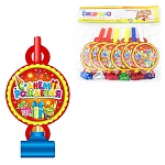 Набор язычков - гудков " Браво " С Днем рождения! Лучший подарок, без отделки, набор 6шт