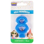 Свеча для торта цифра " Миленд " 8, синяя, 14*8*1см, картонный блистер, европодвес