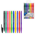 Набор шариковых ручек " Basir " 10цв, 0,7мм, чернила на масляной основе, цветной корпус, пластиковая упаковка на кнопке, европодвес