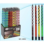 Карандаш ч/гр " Basir " HB с ластиком, круглый, пластиковый, цвет корпуса - ассорти, заточенный, картонный дисплей