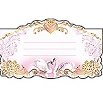 Банкетная карточка свадебная " Праздник " 065 Лебеди, 90*44мм, фольга золотая, вырубка